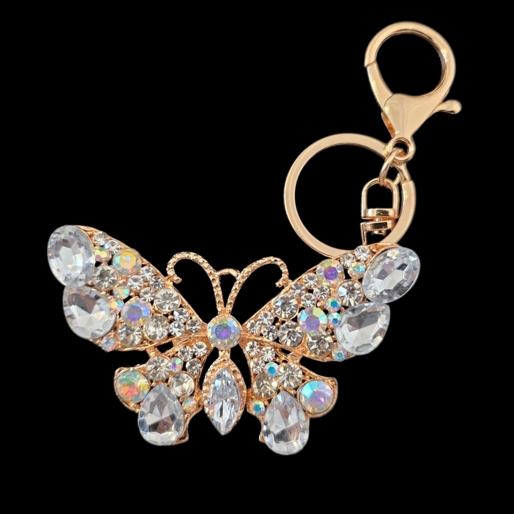 Elegant Gold and Silver Butterfly Bag Charm | Keychain